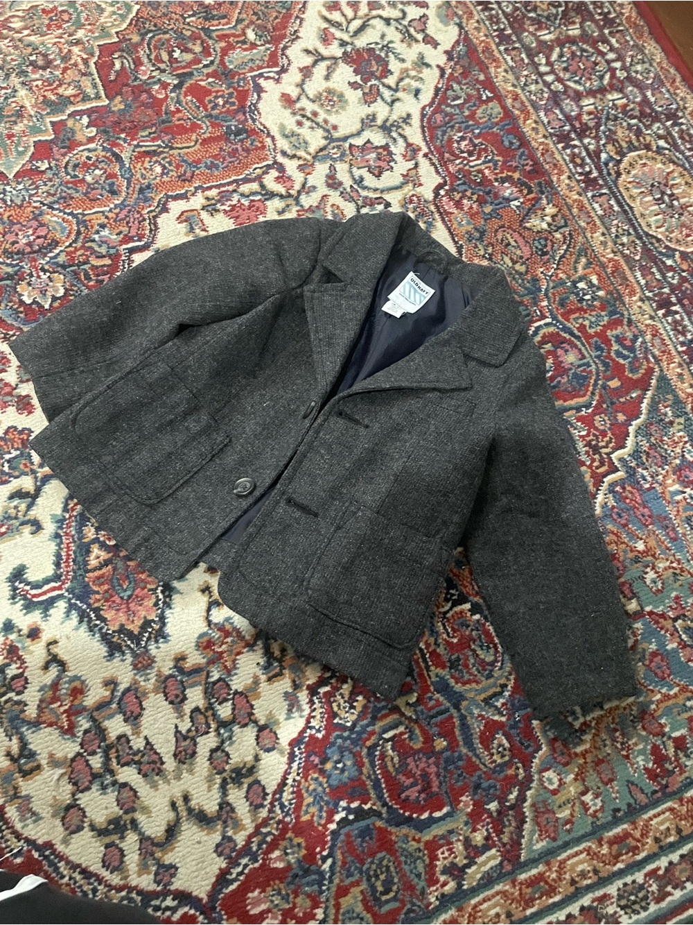 Old Navy Kids Charcoal Gray Wool-Blend Blazer